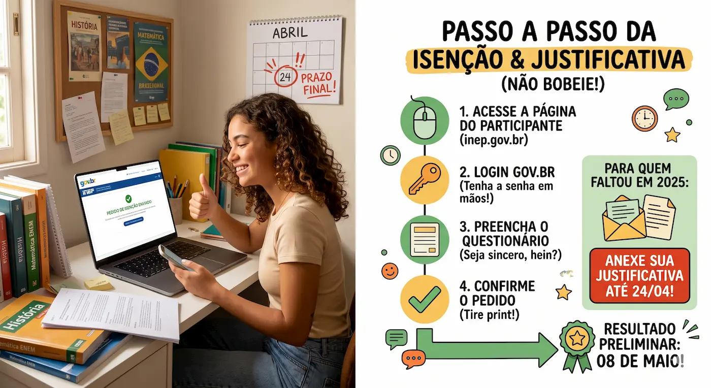 Isenção do Enem 2026: O Prazo Está Acabando! Não Perca a Chance de Fazer a Prova de Graça Isenção do Enem 2026: O Prazo Está Acabando! Não Perca a Chance de Fazer a Prova de Graça
