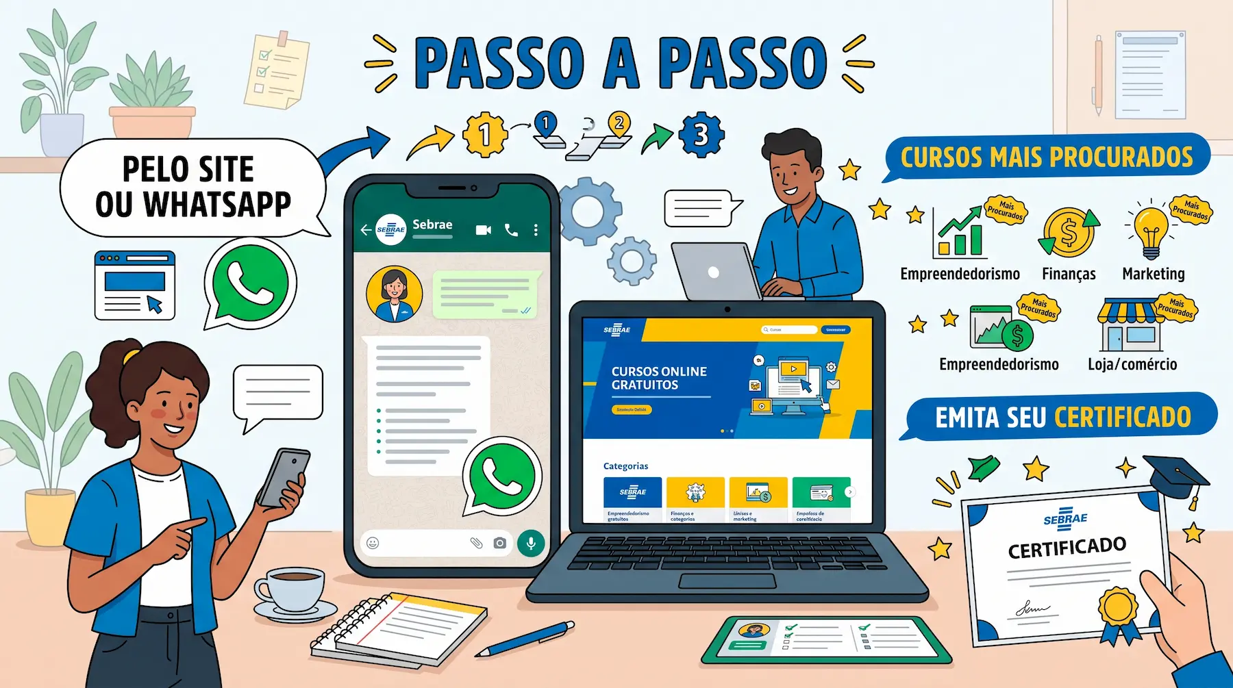 Cursos Gratuitos do Sebrae com Certificado: Como Fazer (Site e WhatsApp) Cursos Gratuitos do Sebrae com Certificado: Como Fazer (Site e WhatsApp)